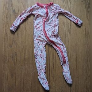 Kickee Pants Zip Footie Pink Musical Print 12-18m